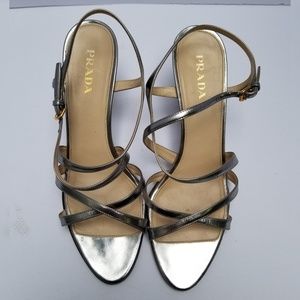 Authentic Prada Silver kitten heel
